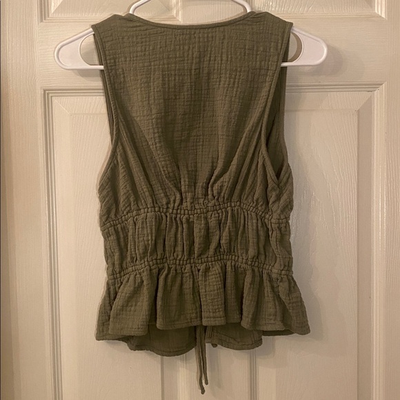 Aerie Olive Sleeveless Drawstring Blouse - Picture 8 of 13